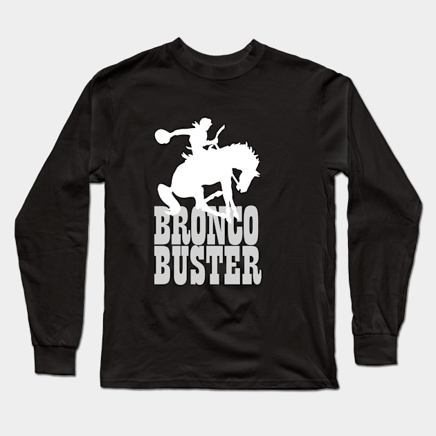 Bronco Buster White Long Sleeve T-Shirt by maswid